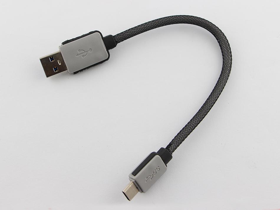 0.65ft Braided USB 3.0 to USB-C Sync and Fast Charging Cable