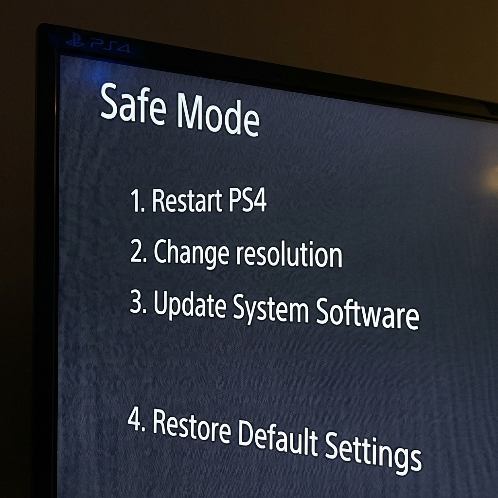 PS4 Safe Mode menu displayed on a TV screen